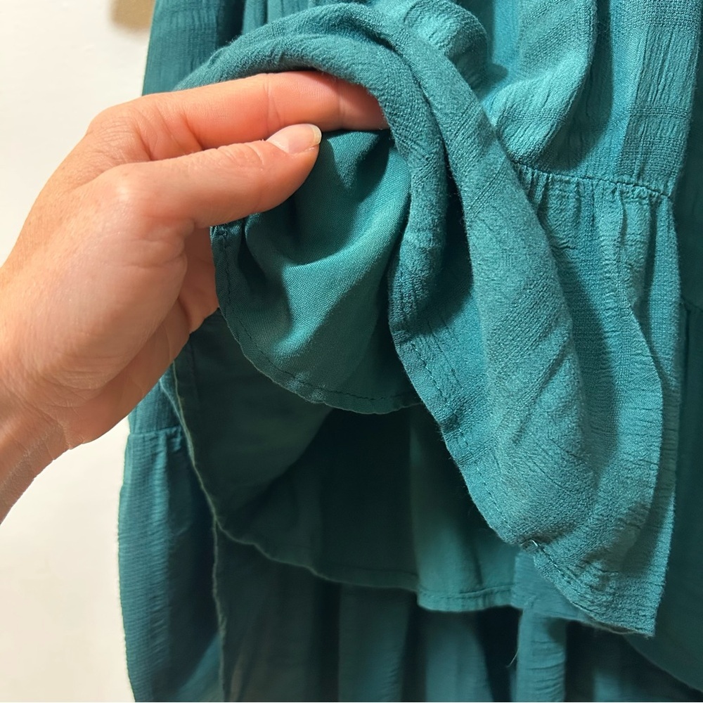 🆕 ANTHROPOLOGIE | NWT Amadi Teal Long Sleeve Midi Dress Size Large - Picture 5 of 11